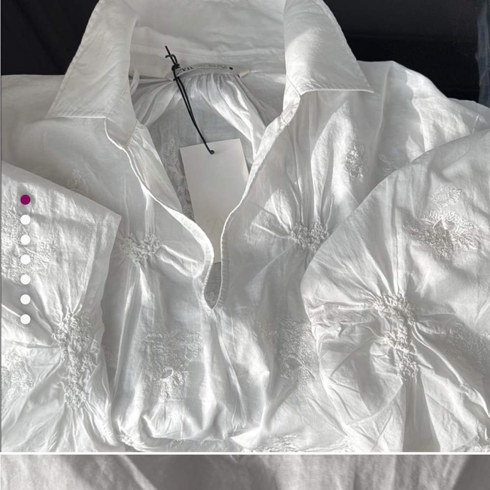 ZARAWhite Embroidered Blouse